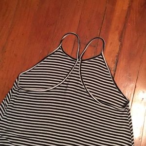 Old Navy High Neck Black & White Stripe Swing Cami